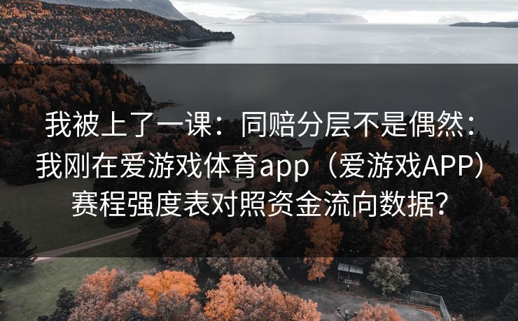 我被上了一课：同赔分层不是偶然：我刚在爱游戏体育app（爱游戏APP）赛程强度表对照资金流向数据？