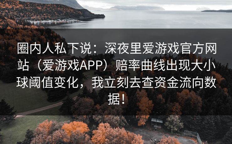 圈内人私下说：深夜里爱游戏官方网站（爱游戏APP）赔率曲线出现大小球阈值变化，我立刻去查资金流向数据！